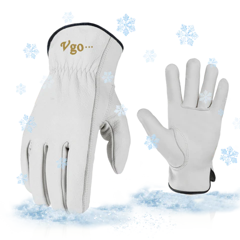 Lined Cow Grain Leather Work and Driver Gloves(Cream,CA9501F)