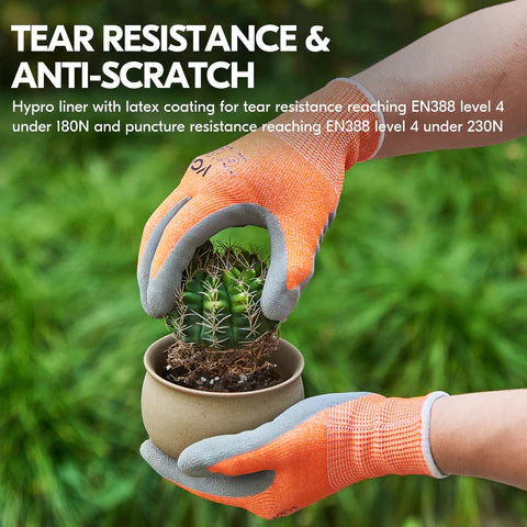 ANSI Level 3 Cut-Resistant Latex Gardening & Work Gloves(Orange/Blue,RB2148HY)