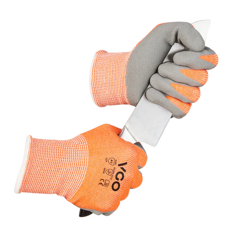 ANSI Level 3 Cut-Resistant Latex Gardening & Work Gloves(Orange/Blue,RB2148HY)